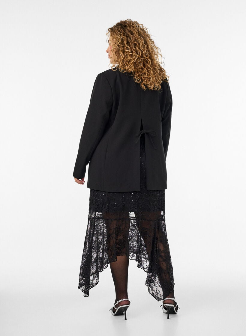 Jupe midi en dentelle avec sequins, Noir, Model image number 2