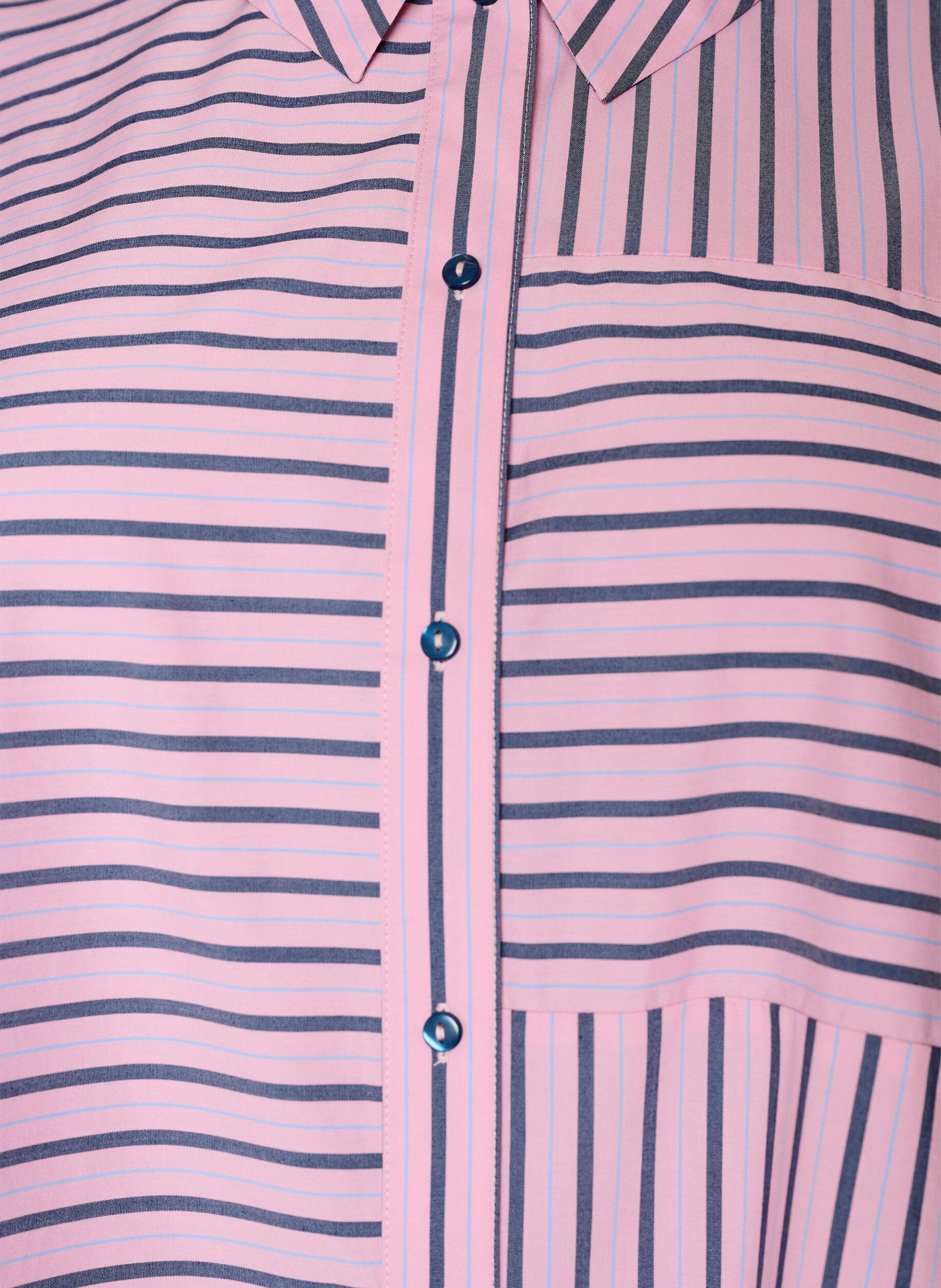 ZizziGestreept shirt met een klassieke kraag en lange mouwen, Roze, Packshot image number 2