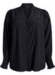 Blouse avec col &agrave; volants et fronces, Noir, Packshot image number 0