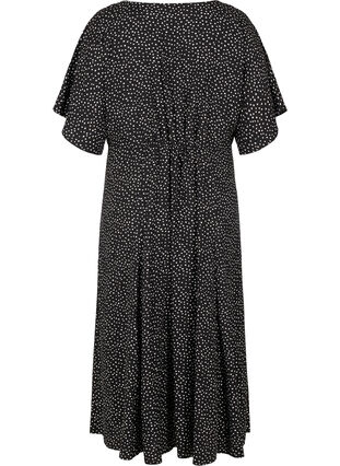 Viscose midi-jurk met stippen en knopen, Black w. Dot, Packshot image number 1