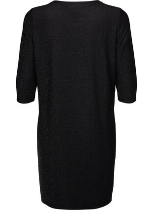 Robe à paillettes avec manches 3/4 et col rond, Black Black, Packshot image number 1