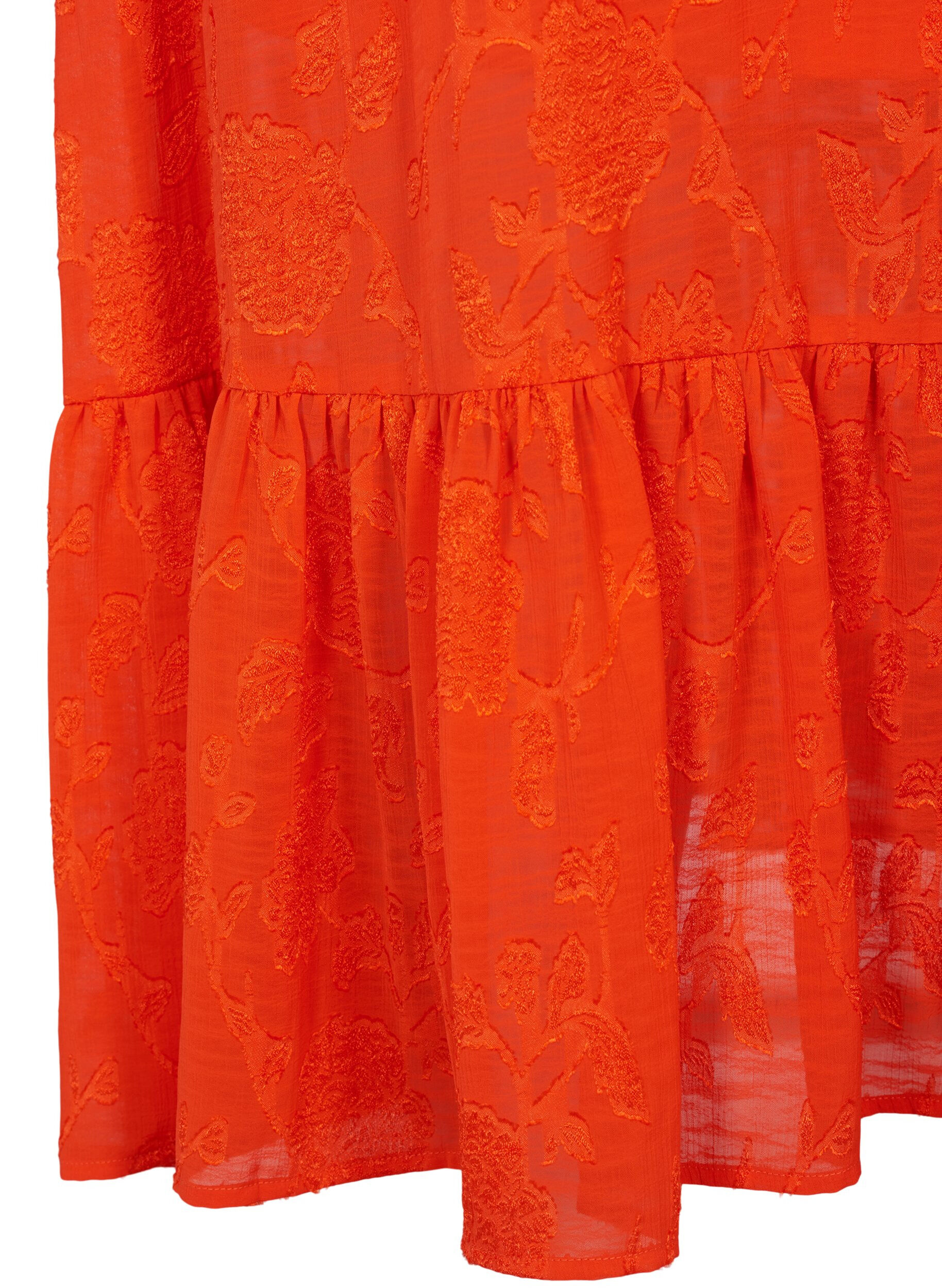 ZizziMidi jurk in jacquard look en lange mouw, Orange.com, Packshot image number 3