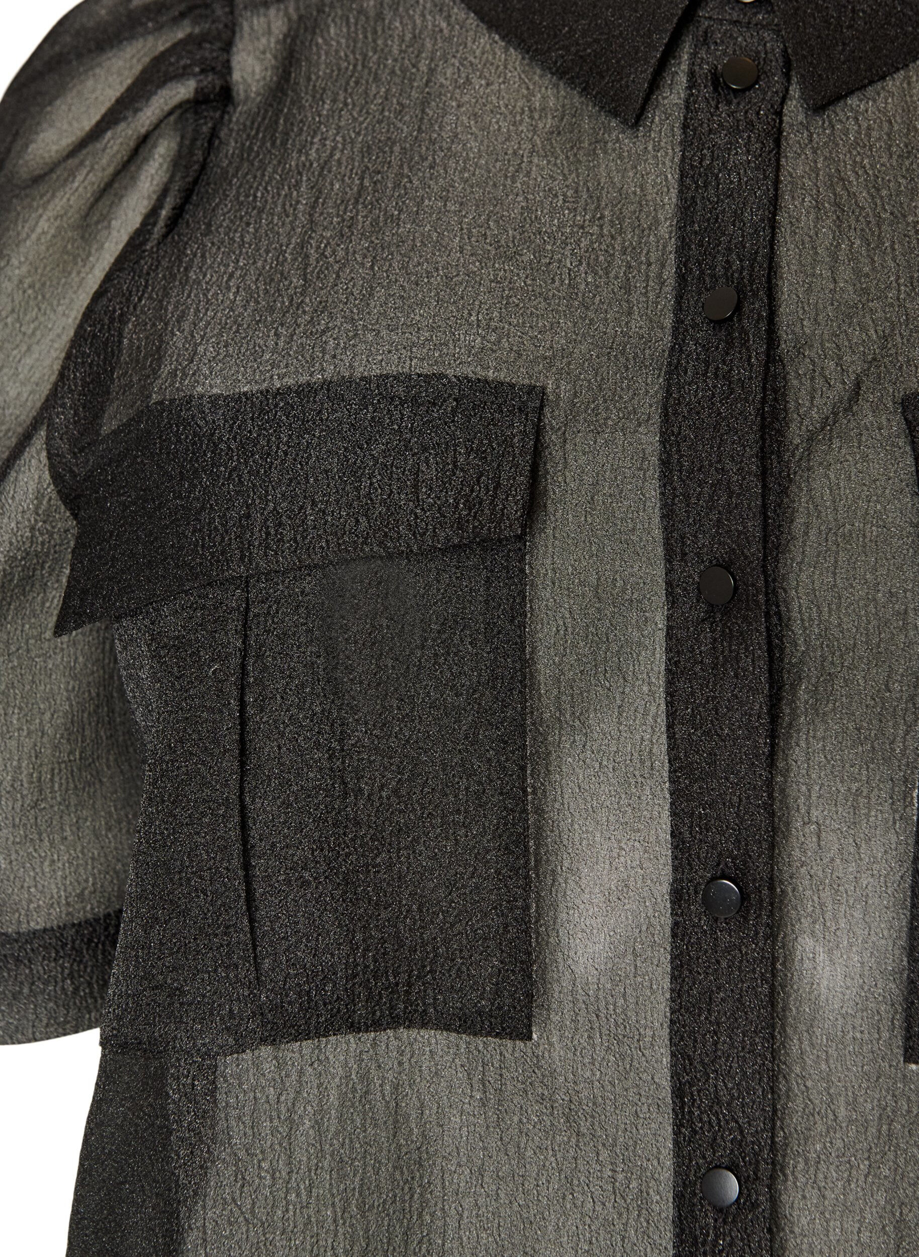 ZizziRobe en organza avec poches poitrine et manches bouffantes, Noir, Packshot image number 2
