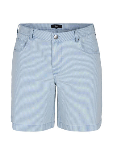 Short en jean à rayures, Light Blue Stripe, Packshot image number 0