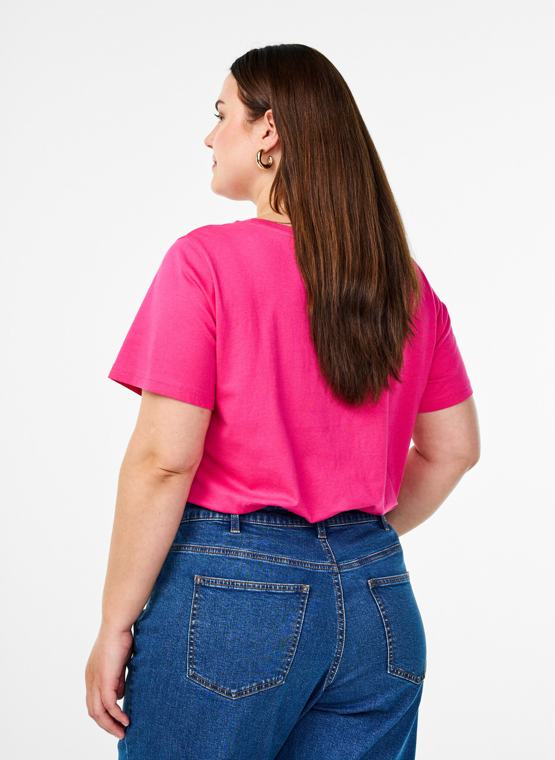 Zizzi T-shirt en coton avec motif, Raspb. w. Strawberry, Model image number 1