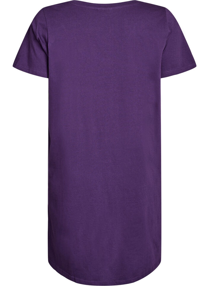 Chemise de nuit en coton biologique et &agrave; col en V, Violet, Packshot image number 1