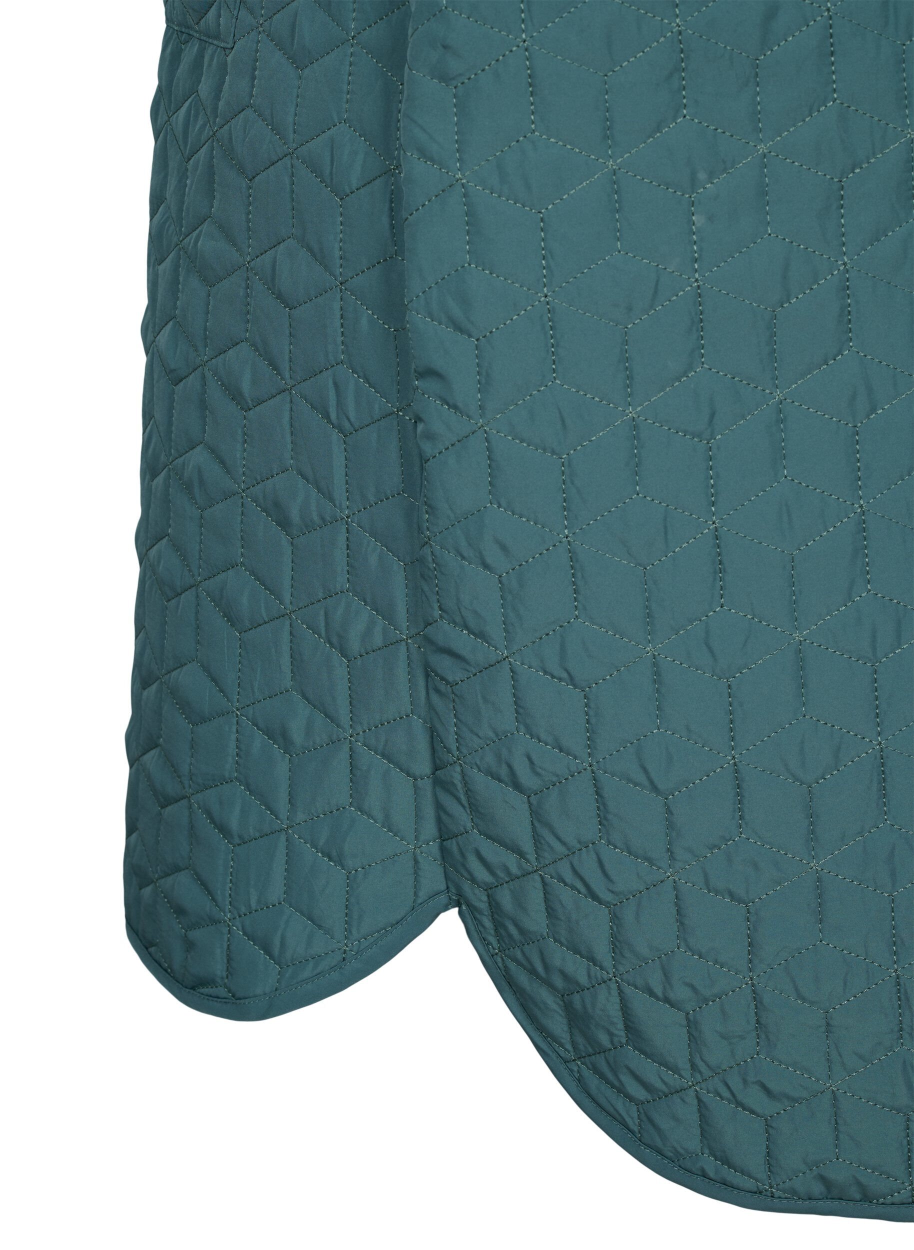 ZizziLang gewatteerd vest met kraag en ruches, Sagebrush Green, Packshot image number 3