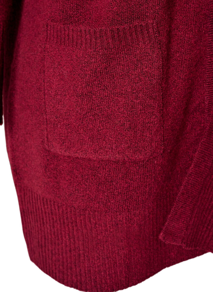 Geribd gebreid vest met zakken, Rood, Packshot image number 3