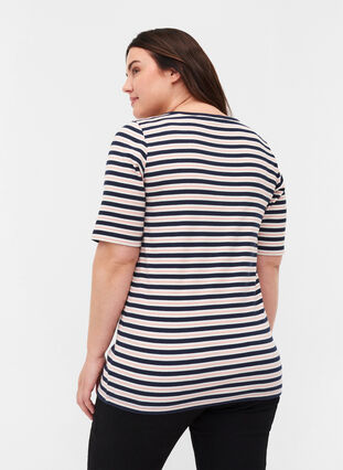 T-shirt en coton rayé , Blue Rose Stripe, Model image number 1