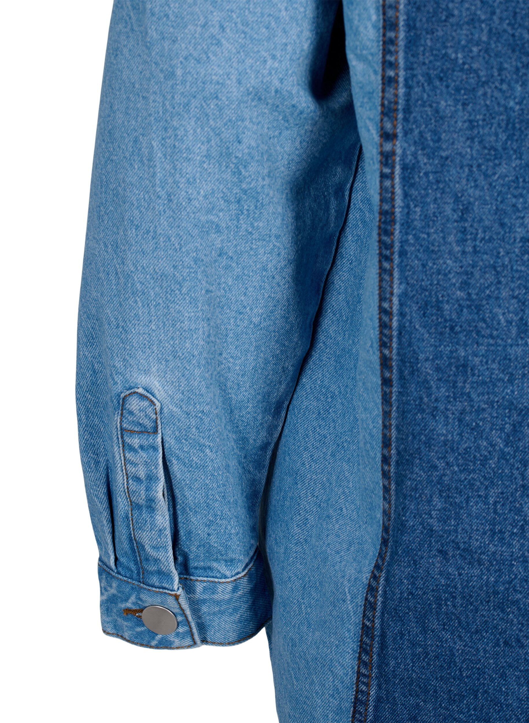 Zizzi Veste en jean color block, Light Blue Denim, Packshot image number 4