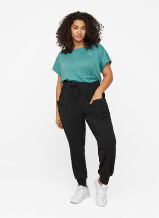 Pantalon ample avec poches, Black, Model image number 2