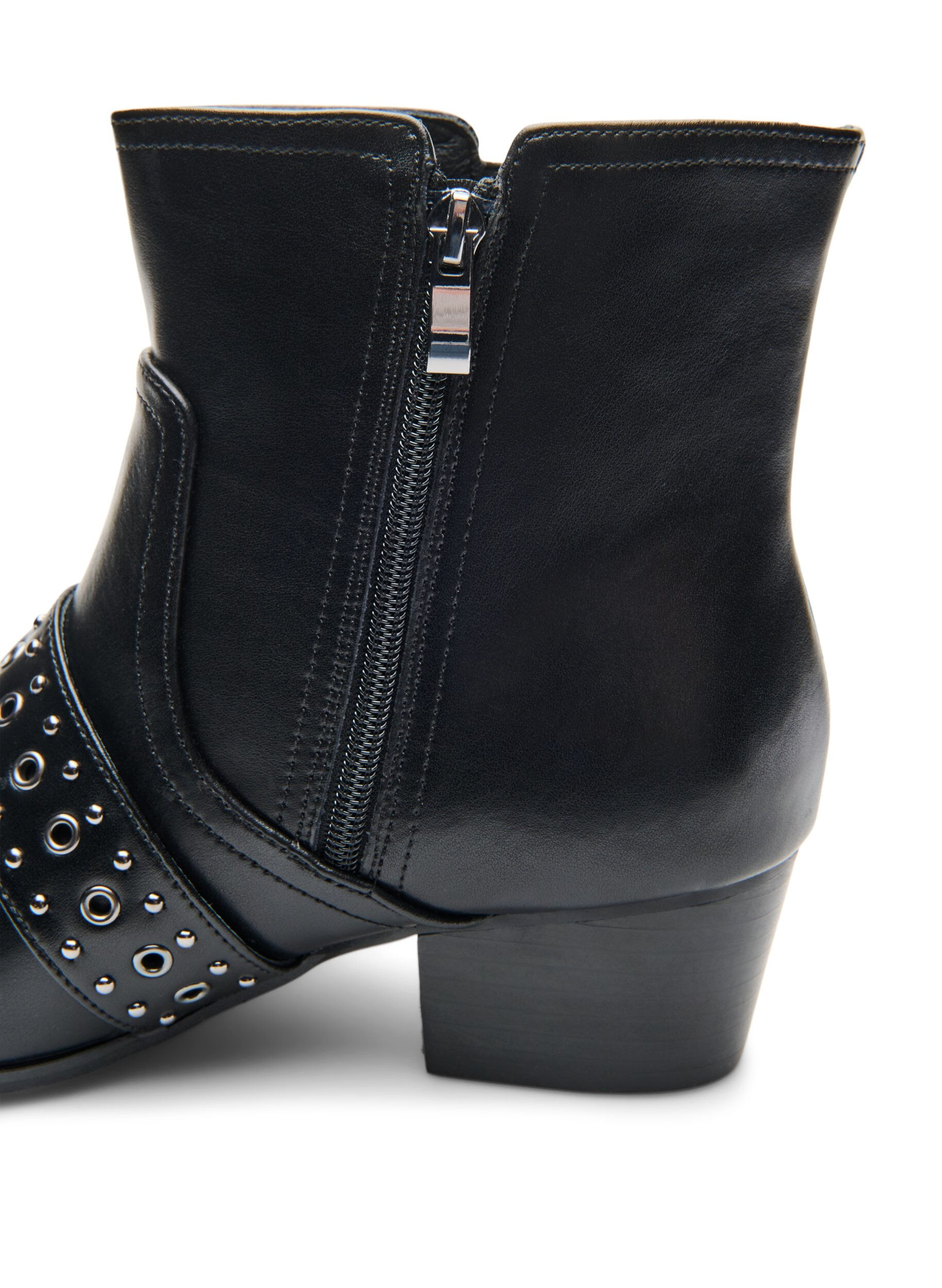 ZizziEnkellaars van leer met gesp en studs, Zwart, Packshot image number 4