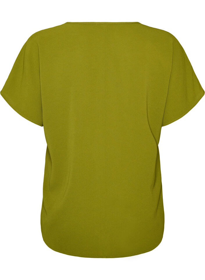 Blouse with short sleeves and a round neckline, Vert, Packshot image number 1
