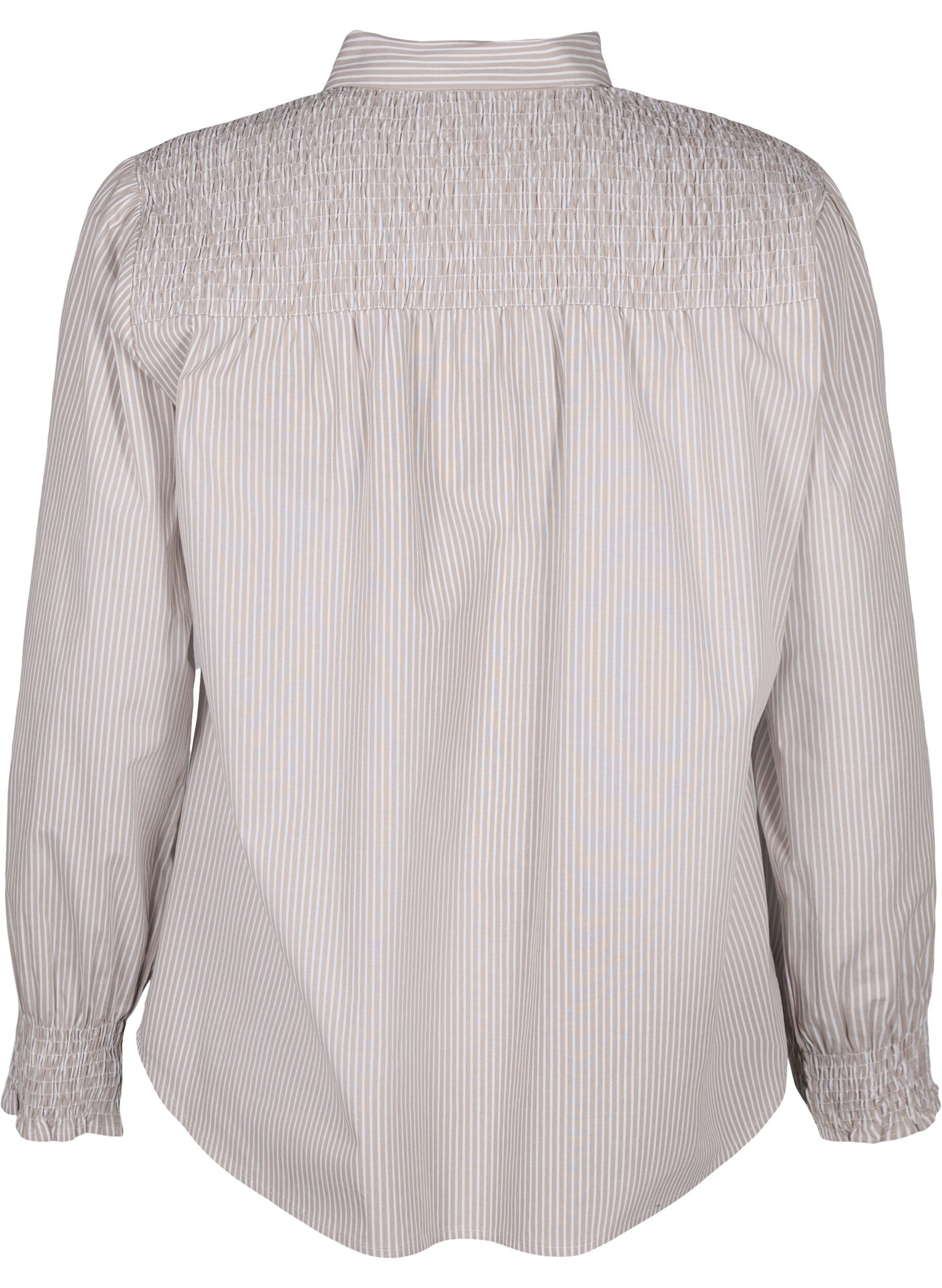 Zizzi Chemise ray&eacute;e avec fronces, Silver Mink Wh. St., Packshot image number 1