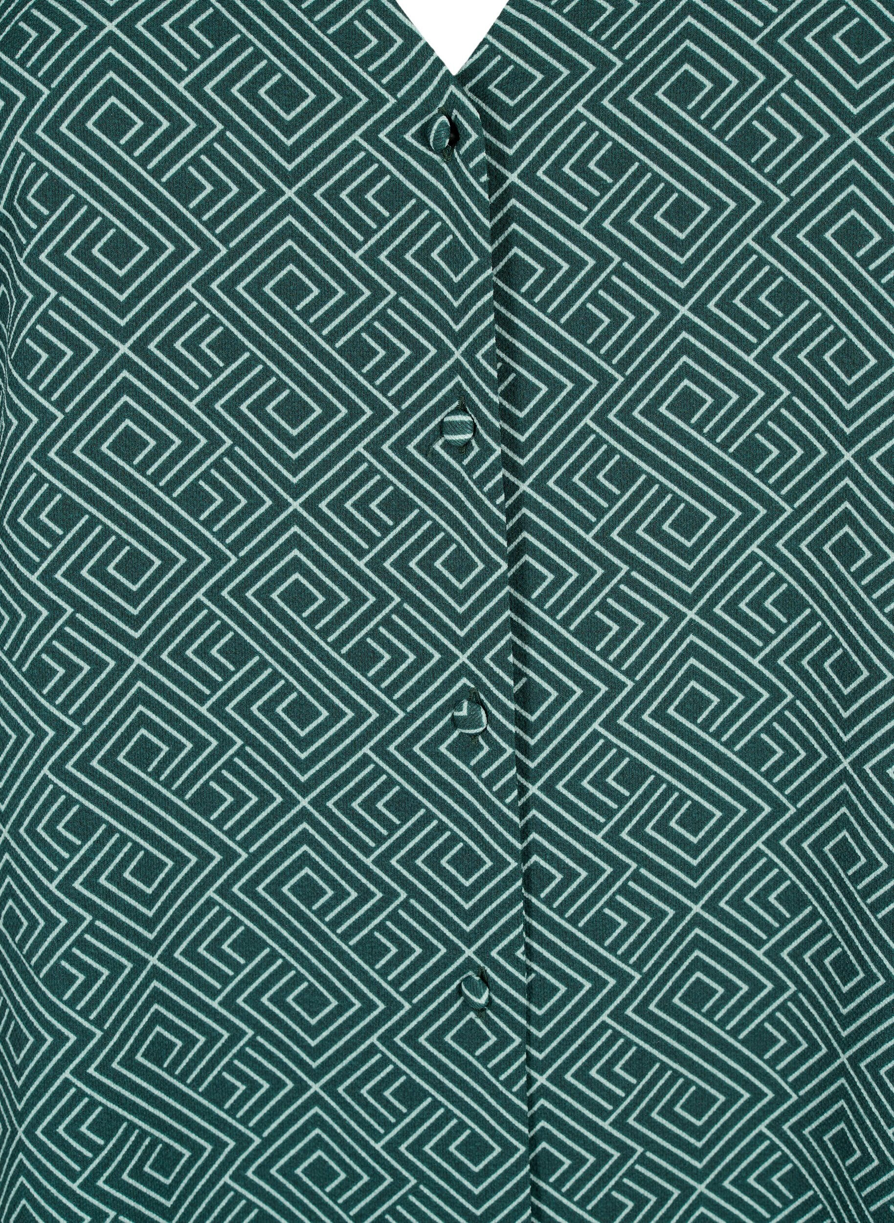 Zizzi Blouse avec col en V et imprim&eacute;, Scarab Graphic AOP, Packshot image number 2