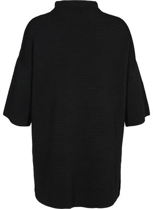 Gebreide jurk met korte mouwen, Black, Packshot image number 1
