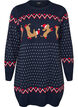 Korte gebreide jurk met kerstmotief, Blauw, Packshot image number 0