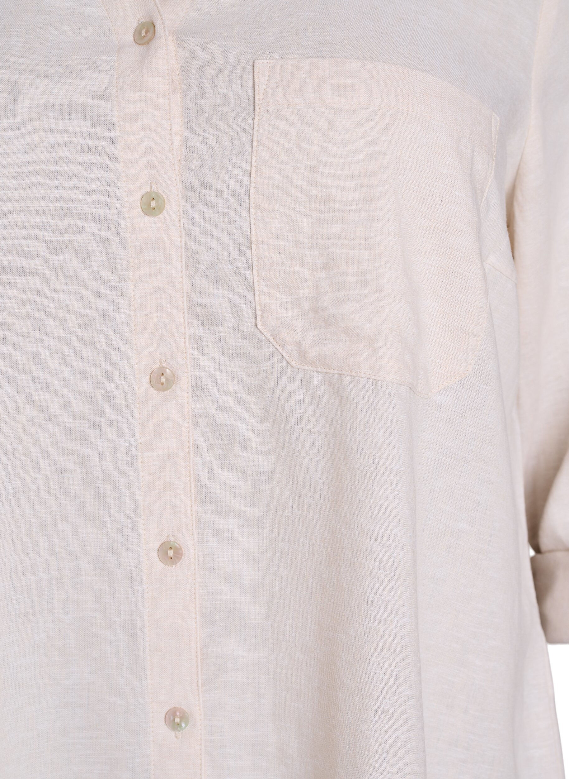 ZizziLinnen en viscose shirt met 3/4 mouwen, Beige, Packshot image number 2