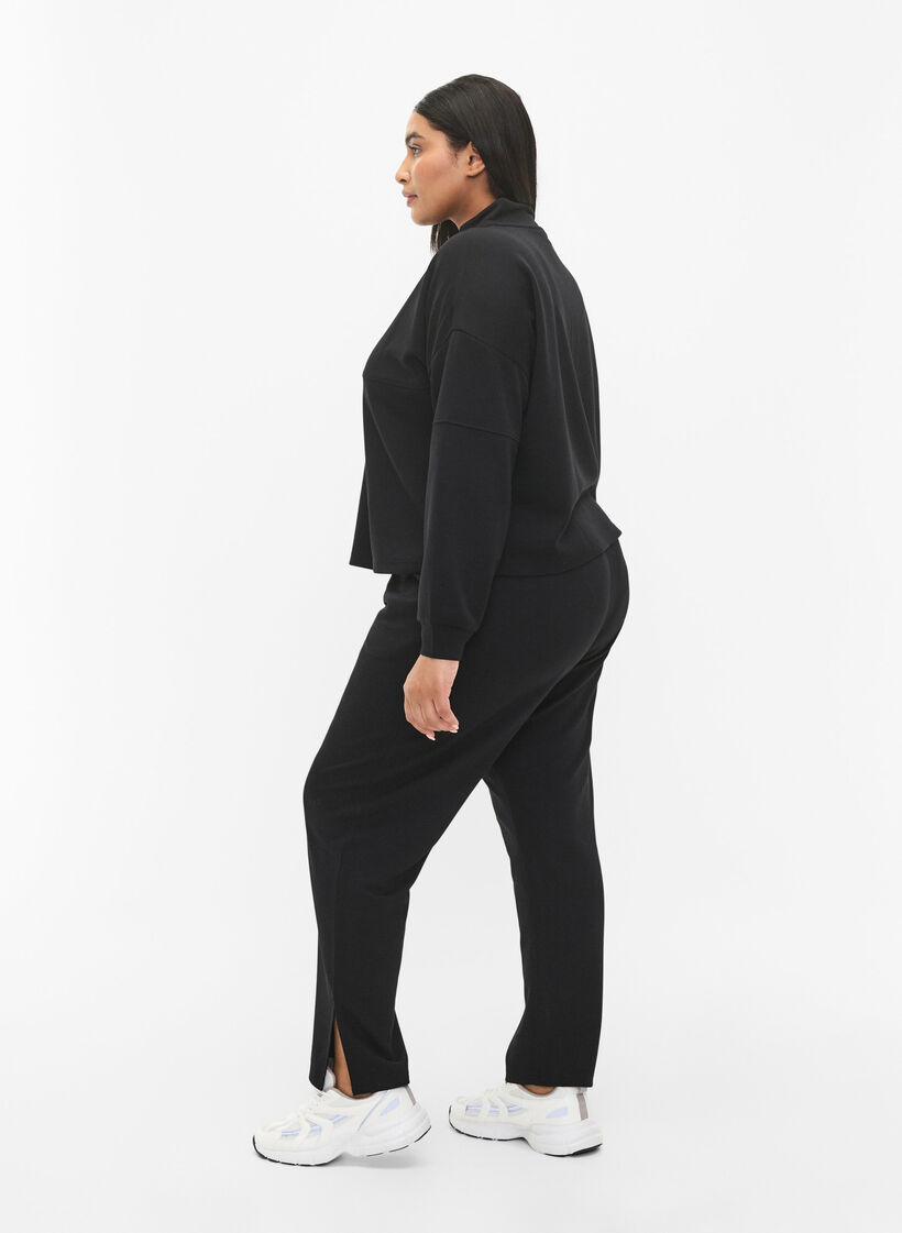 Broek in modalmix met split, Black, Model image number 4