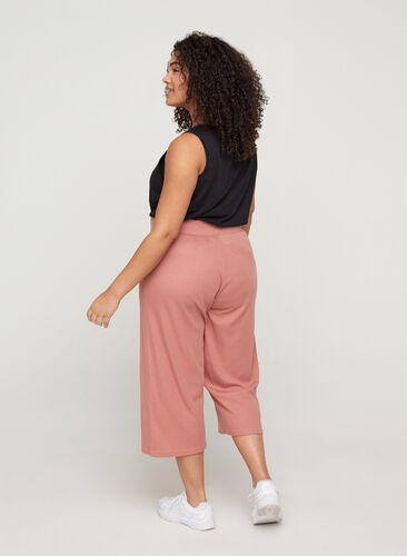 Pantalon-culotte ample en qualité côtelée, Old Rose, Model image number 1