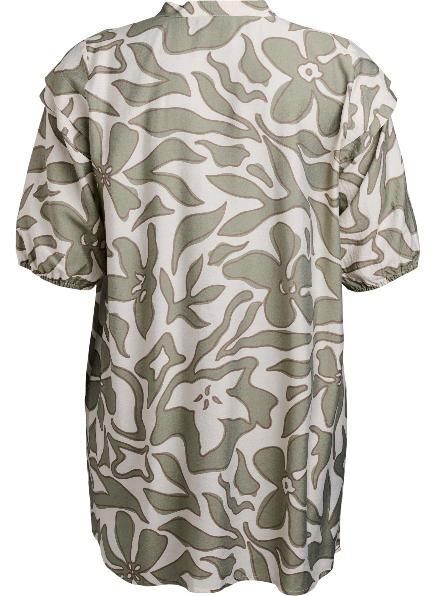 Zizzi Tunique en viscose avec imprim&eacute;, Oil Green Grap. AOP, Packshot image number 1