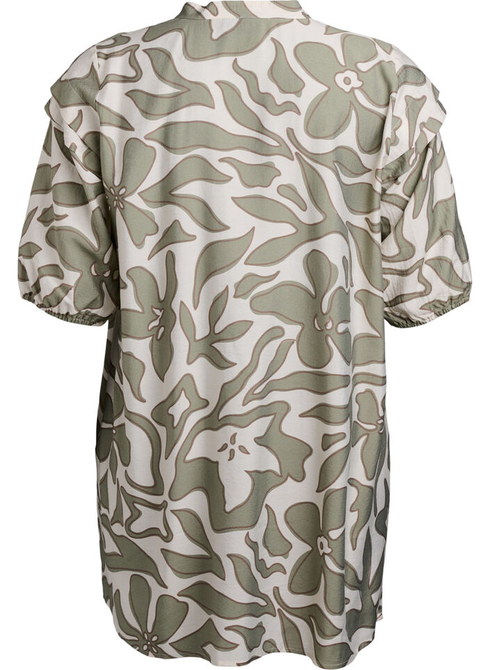 Viscose tuniek met print, Oil Green Grap. AOP, Packshot image number 1