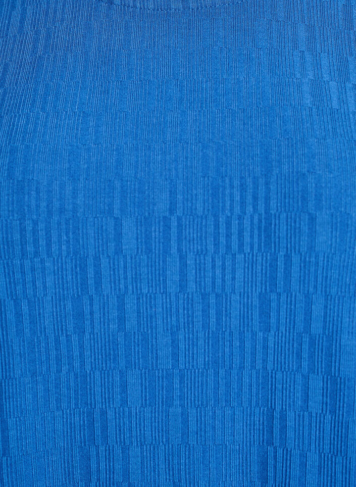 Chemisier à texture et manches 3/4, Bleu, Packshot image number 2