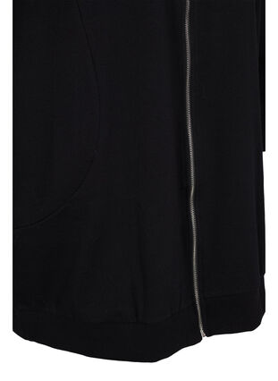 Long cardigan en coton à capuche, Black, Packshot image number 3