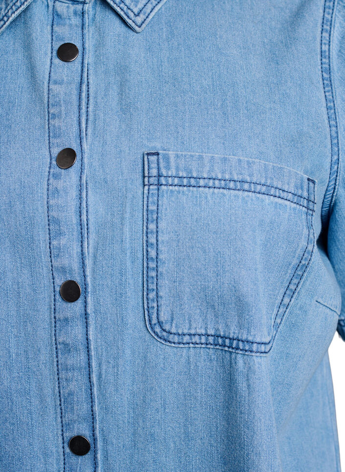 Robe chemise en denim &agrave; manches courtes, Bleu Clair, Packshot image number 2