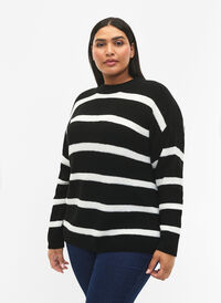 FLASH - Gestreepte trui, Black/White Stripe, Model