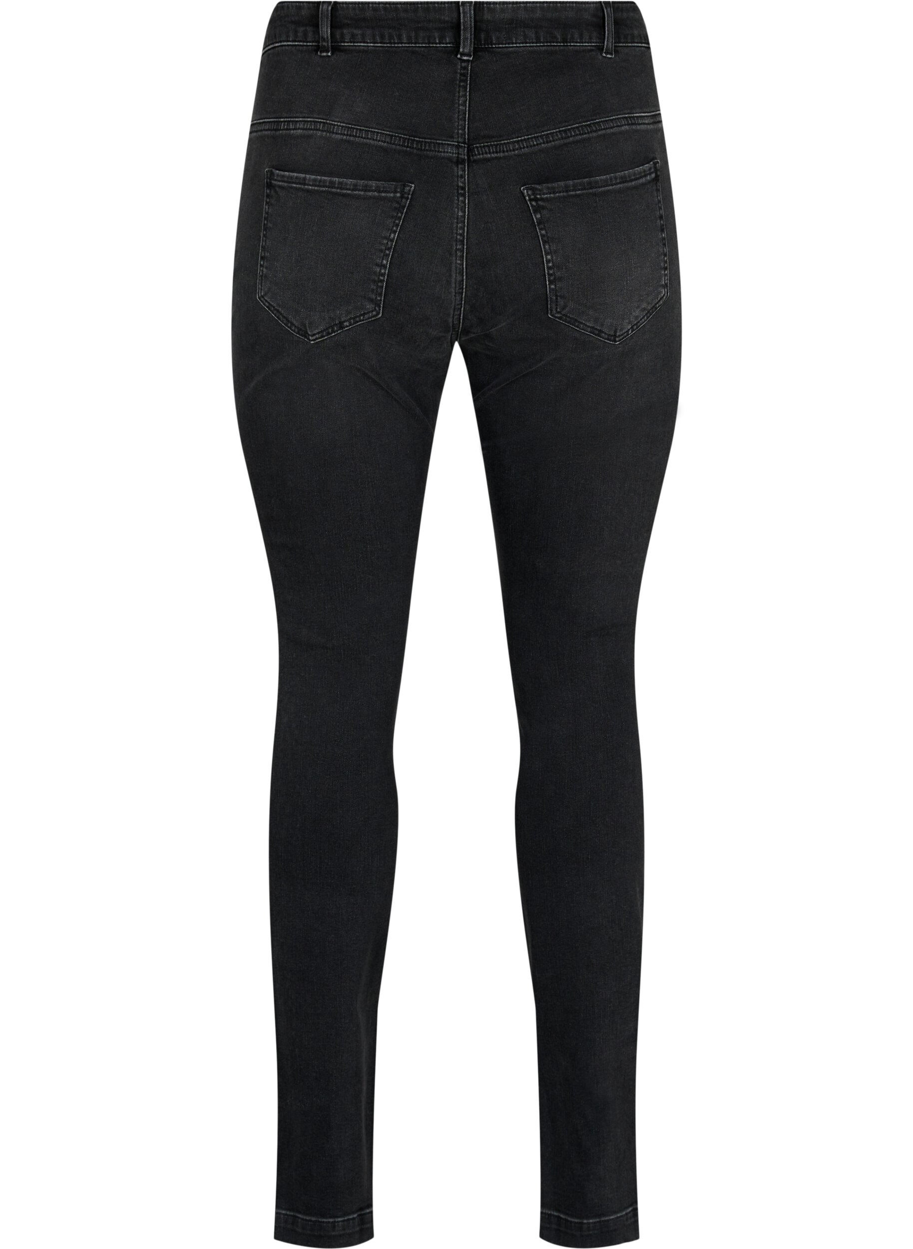 Zizzi Amy jeans met hoge taille en strassteentjes, Grey Denim, Packshot image number 1