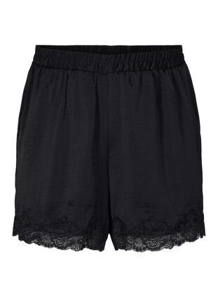Pyjama shorts met kant, Black, Packshot image number 0