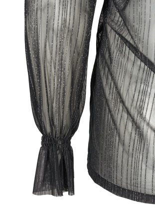 Licht transparante blouse met lurex, Black w. Silver, Packshot image number 3