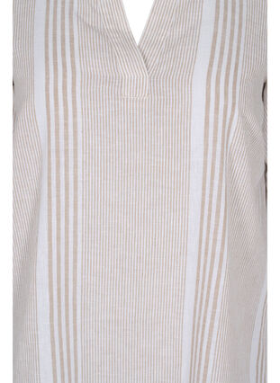 Robe avec col en V et col., White Taupe Stripe, Packshot image number 2