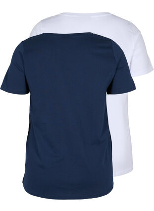 T-shirt basiques 2-pack en coton, Navy B/B White, Packshot image number 1
