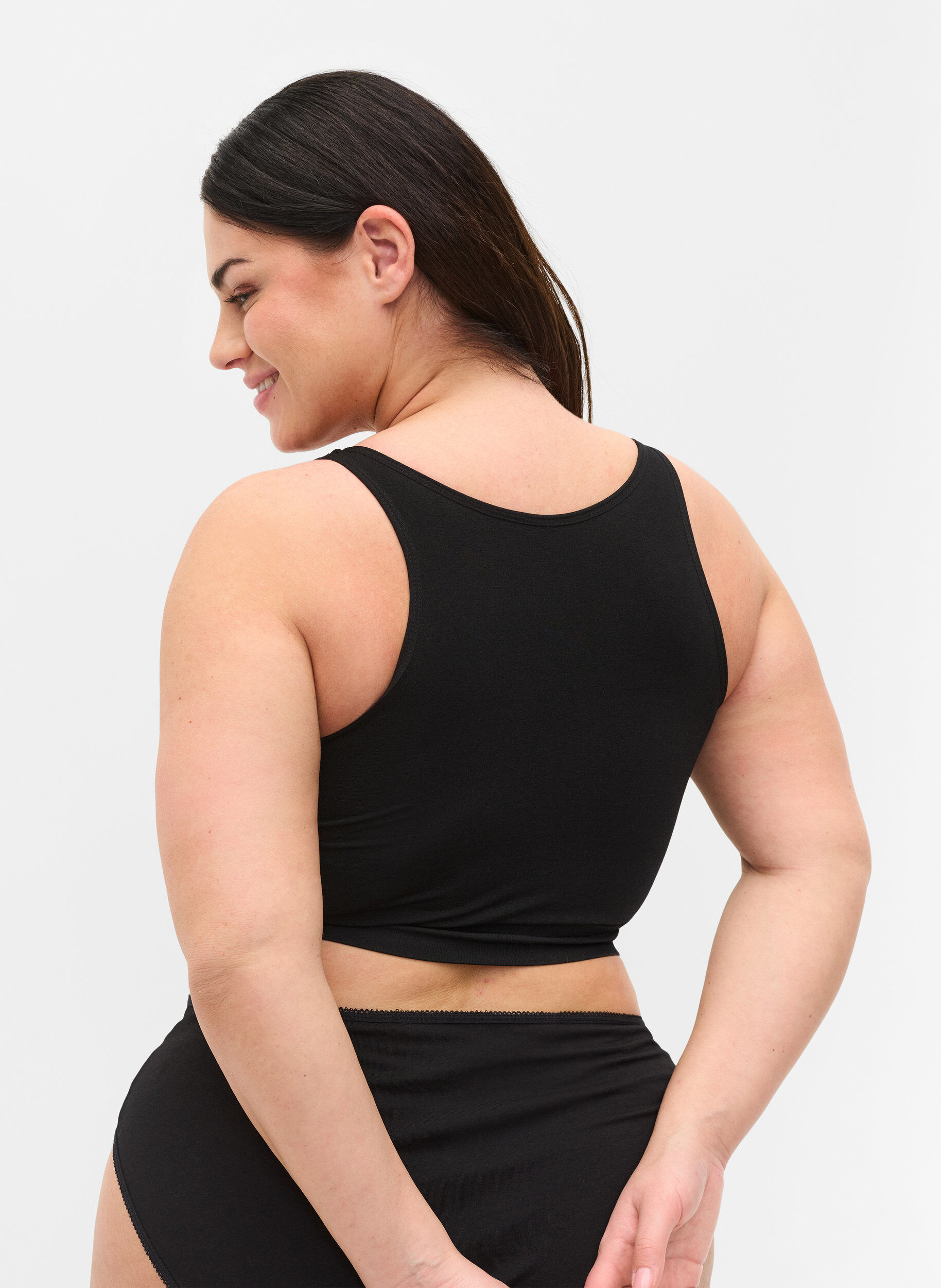 ZizziLicht voorgevormde bh met stringdetails, Black, Model image number 1