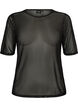 Top en maille avec manches courtes et col rond, Noir, Packshot image number 0