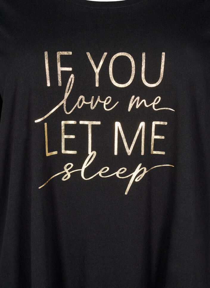 Chemise de nuit &agrave; manches courtes en coton biologique, Noir, Packshot image number 2