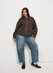 Korte jas met overhemdkraag en ritssluiting, Bruin, Model image number 1