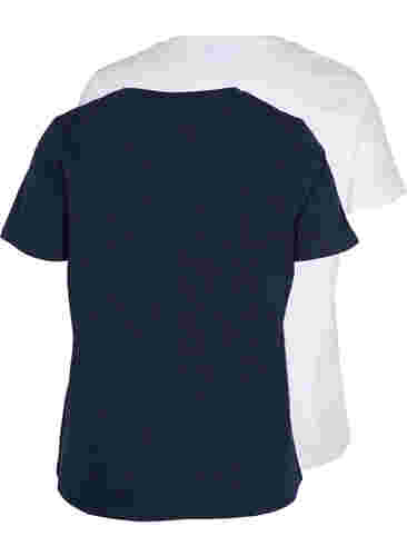 Lot de 2 T-shirt basiques en coton, Navy B/B White, Packshot image number 1