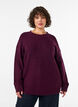 Gebreide blouse met V-vormig geribd patroon en zijsplitjes, Rood, Model image number 0