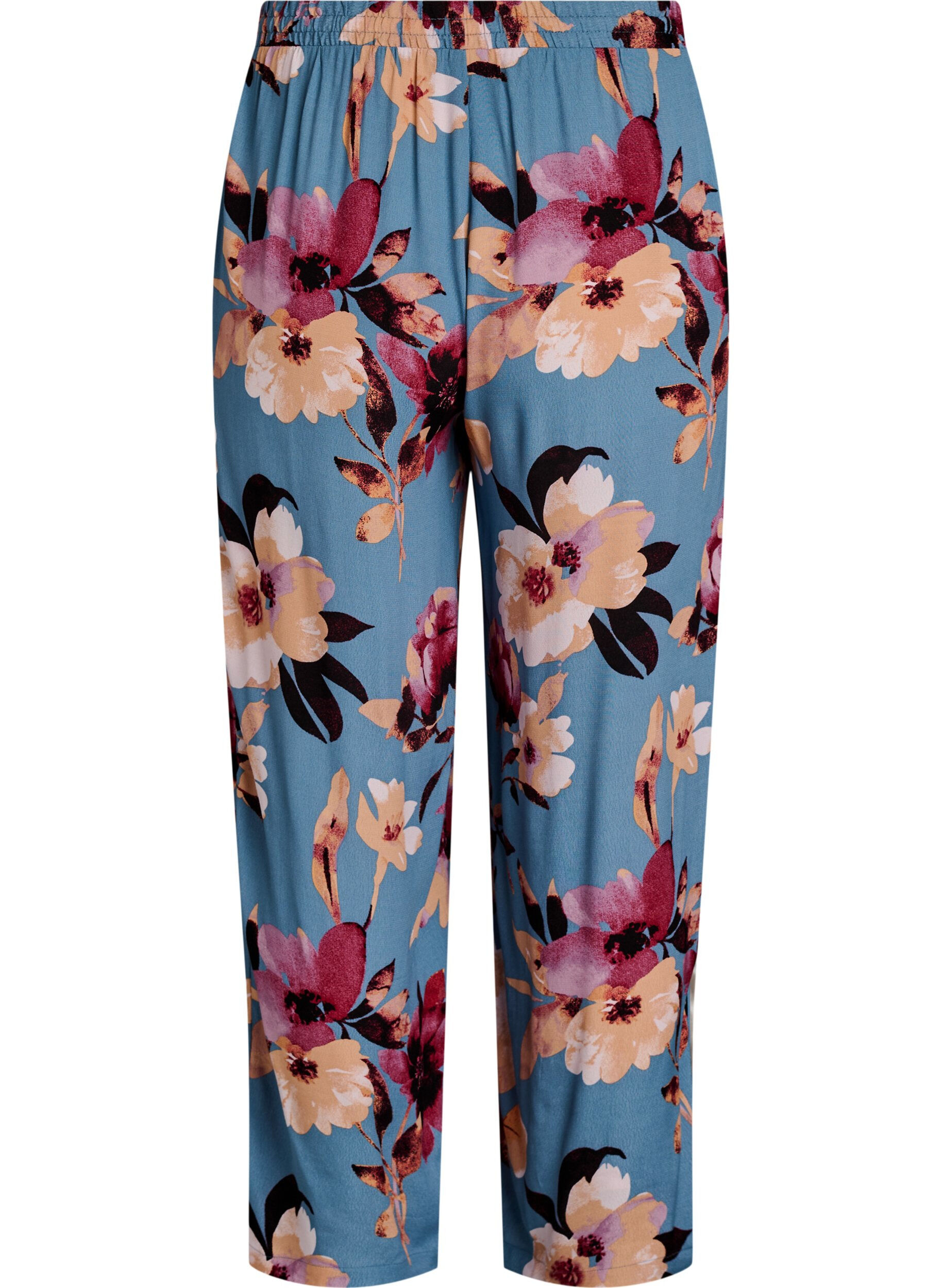 ZizziLosse viscose broek met print, Blauw, Packshot image number 1