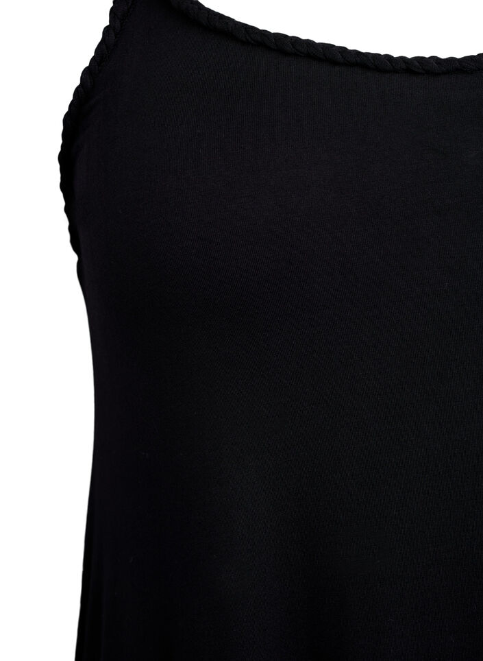 Strandjurk van viscose met gevlochten bandjes, Zwart, Packshot image number 2