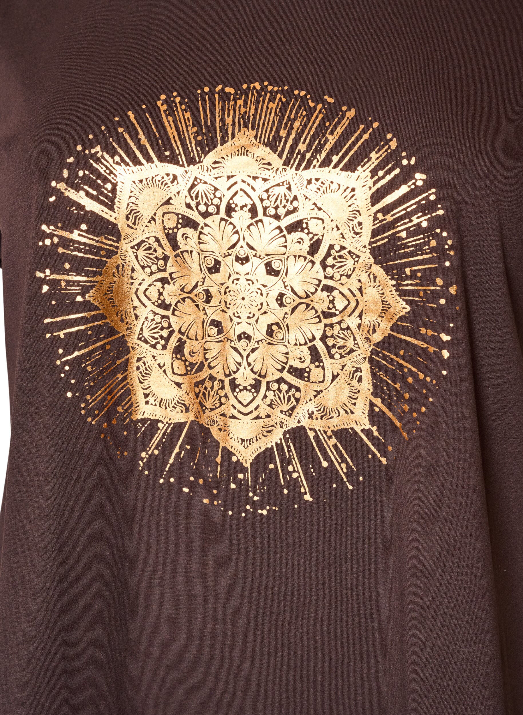 ZizziT-shirt avec imprim&eacute; d&eacute;coratif sur le devant, Marron, Packshot image number 2
