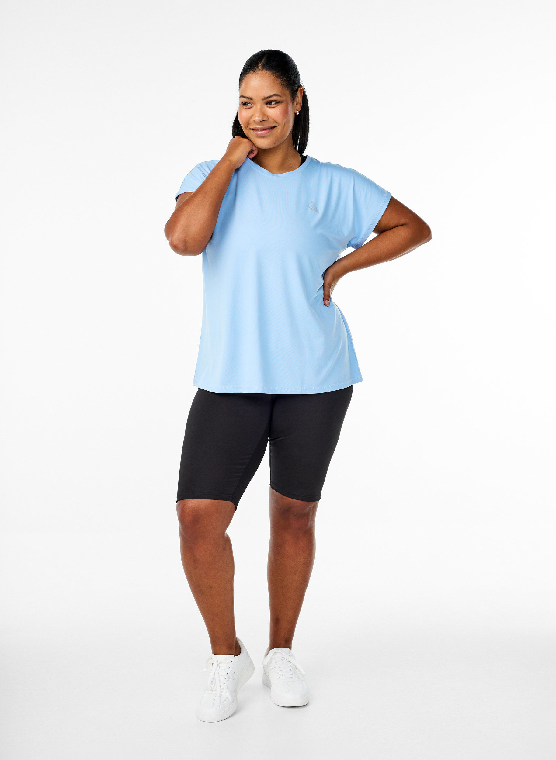 Zizzi T-shirt de sport uni, Bleu, Model image number 1