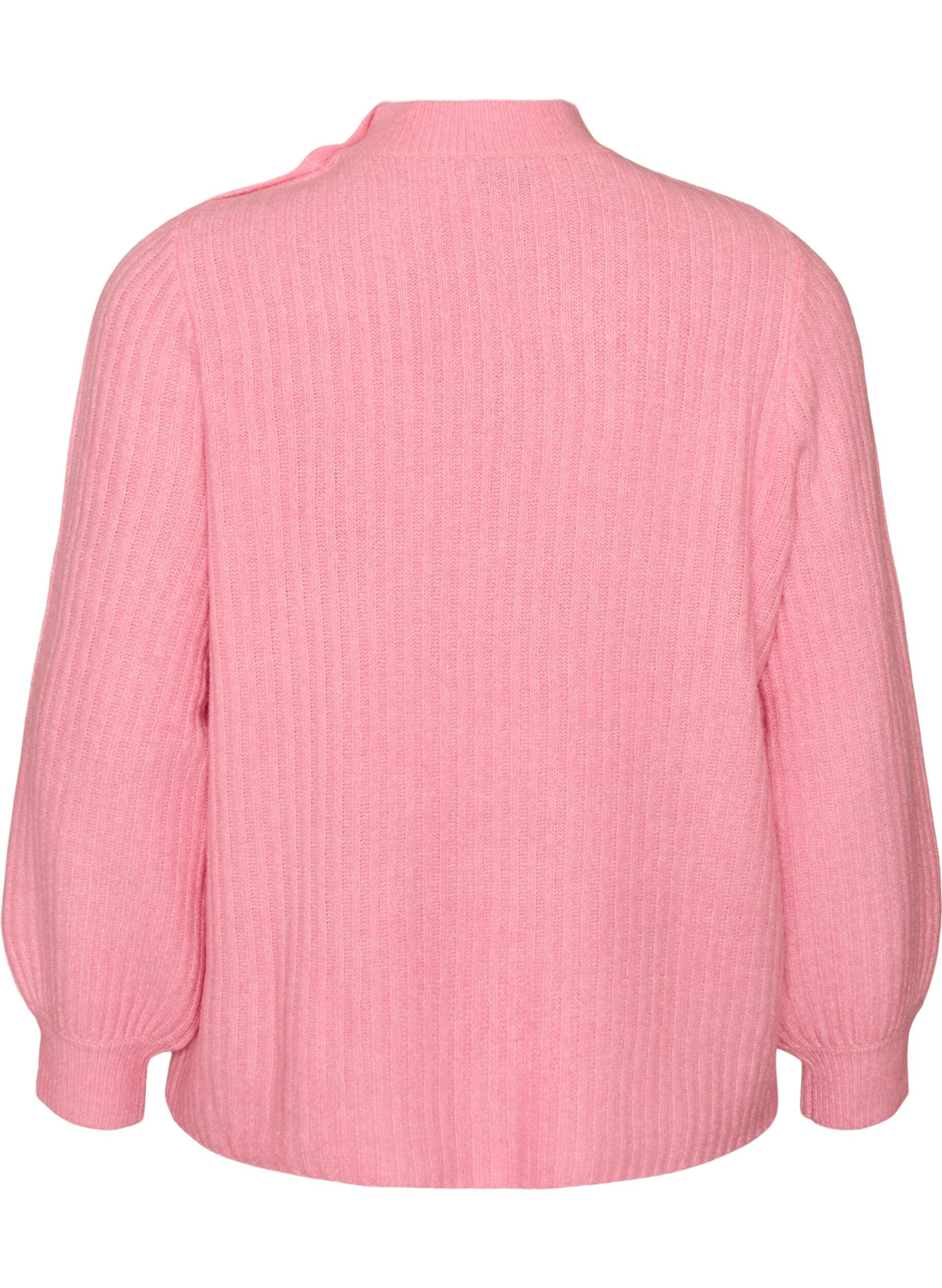 ZizziPull c&ocirc;tel&eacute; &agrave; manches bouffantes et boutons, Rose, Packshot image number 1