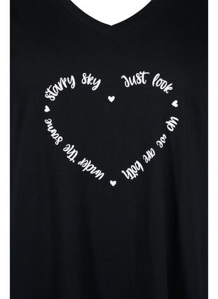 Chemise de nuit en coton à manches courtes, Black w. White HEART, Packshot image number 2