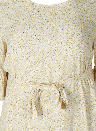 Viscose jurk met print en striksluiting, Yellow AOP Flower, Packshot image number 2