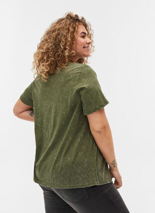 T-shirt en coton avec imprimé, Ivy Green ACID WASH, Model image number 1