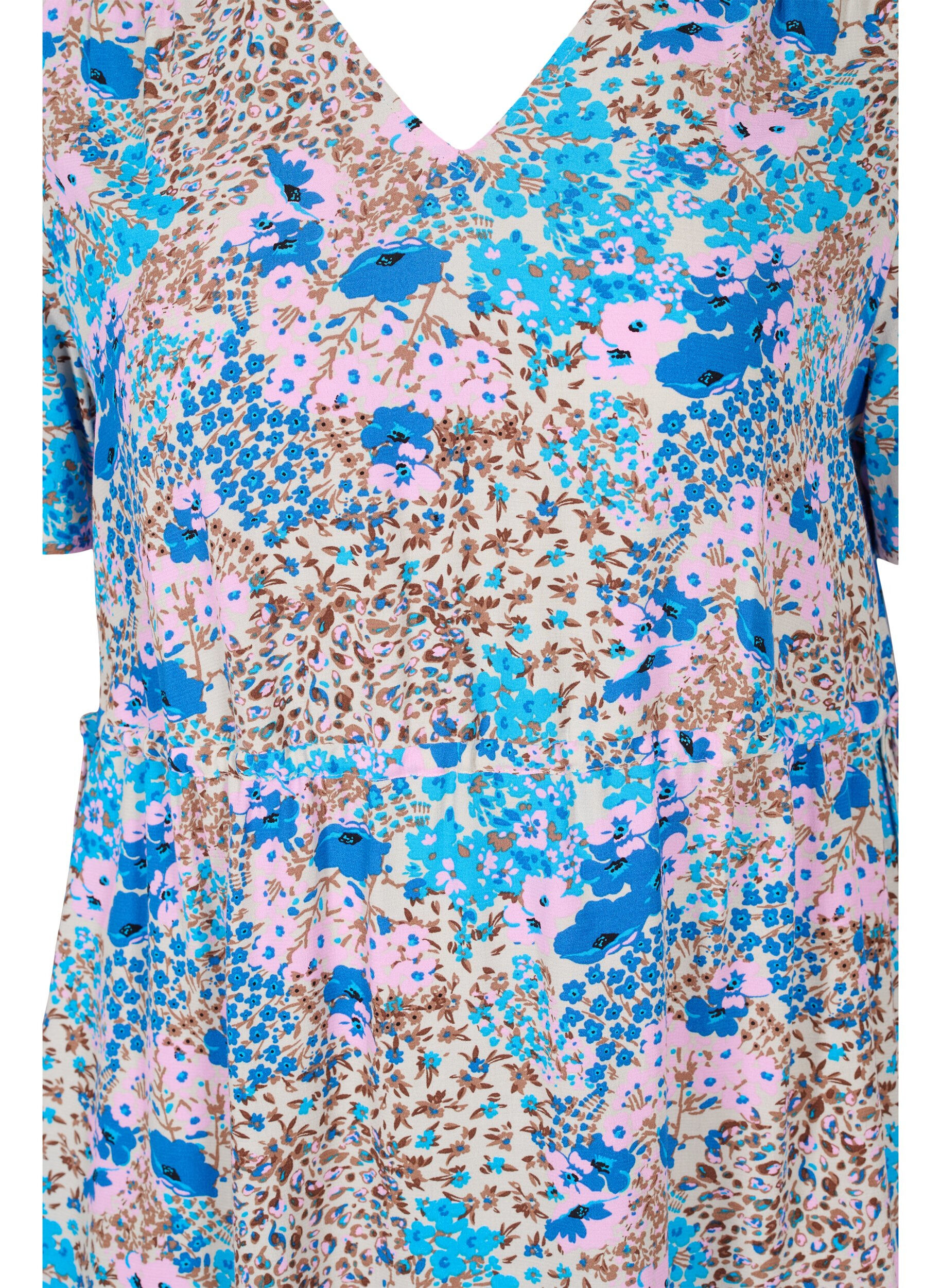 Zizzi Robe &agrave; motifs avec d&eacute;tails &agrave; nouer, Blue Rose Flower, Packshot image number 2